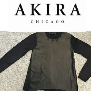 Akira Sweater with Faux Leather Front Fall Look